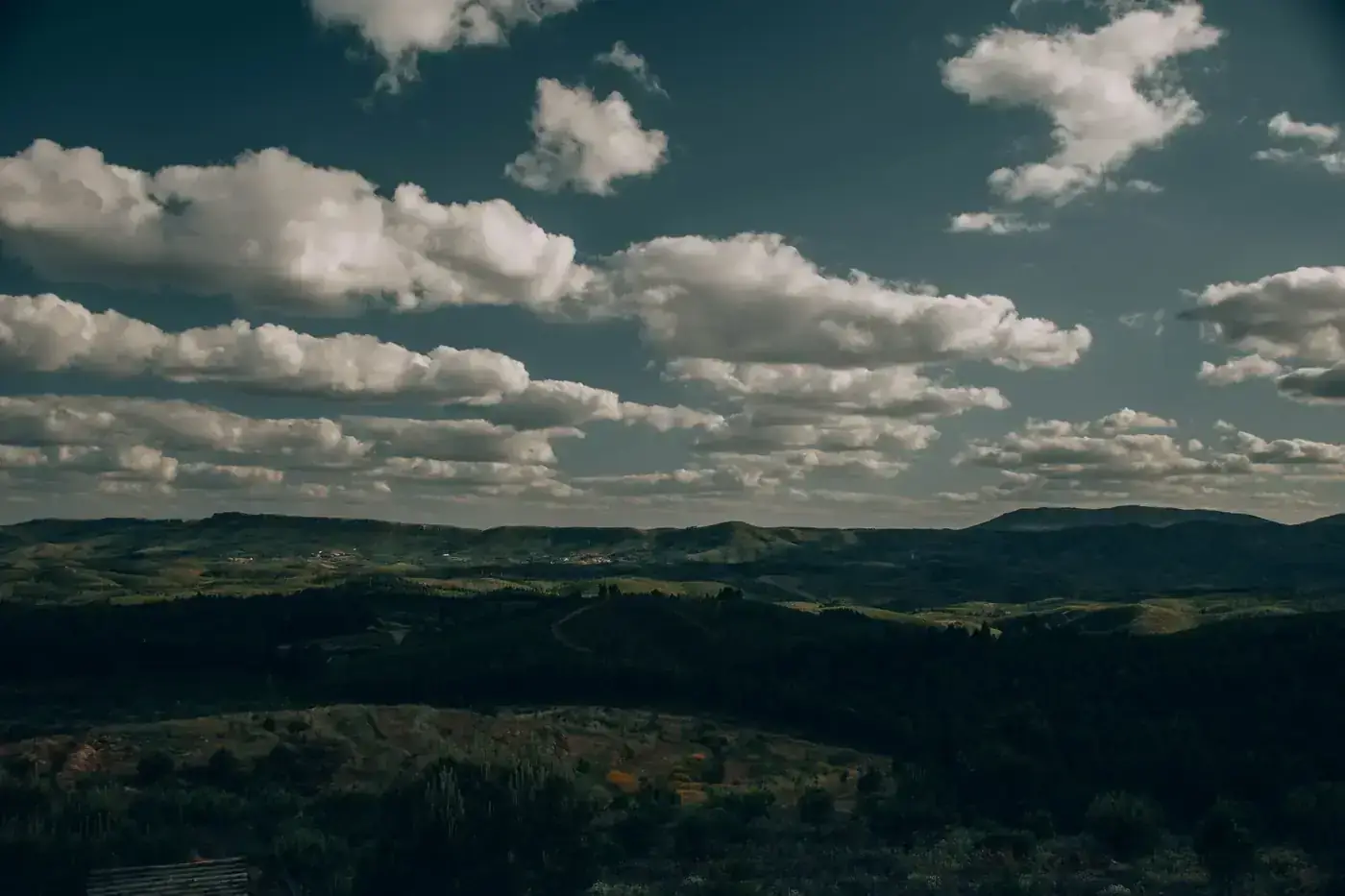 Beautiful clouds over the rolling hills of Proença-a-Nova, Portugal.